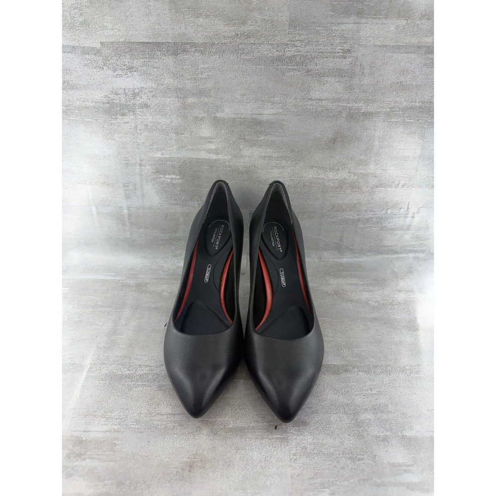 Rockport Total Motion 75mm Pointed Toe Pump Black Leather A11800 Women Sz 6W